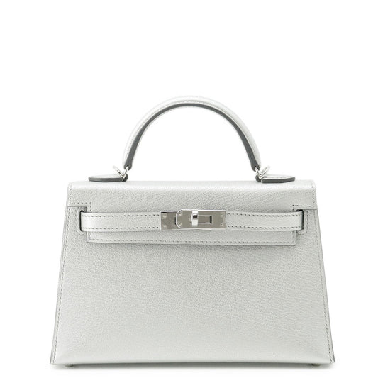 HERMES Mini Kelly 2 Argent Chevre Shamqila