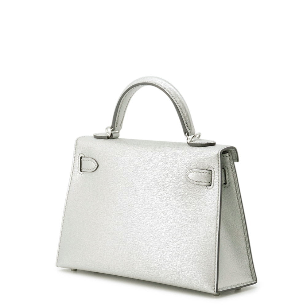 HERMES Mini Kelly 2 Argent Chevre Shamqila
