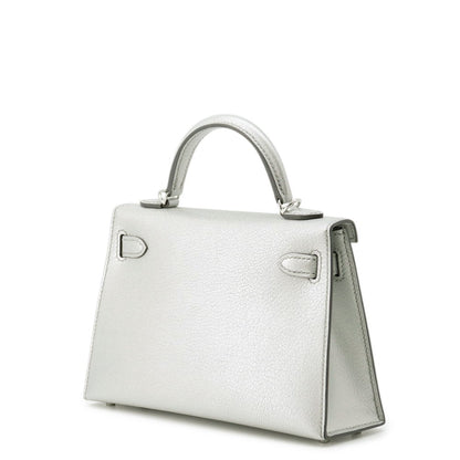 HERMES Mini Kelly 2 Argent Chevre Shamqila