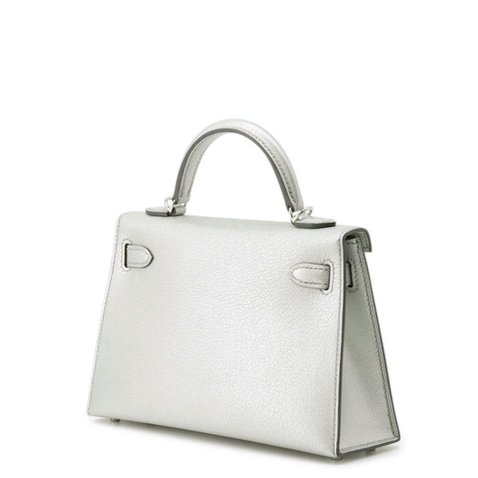 HERMES Mini Kelly 2 Argent Chevre Shamqila