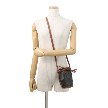 CELINE Drawstring Shoulder Bag Tan10H492 Leather PVC Size micro