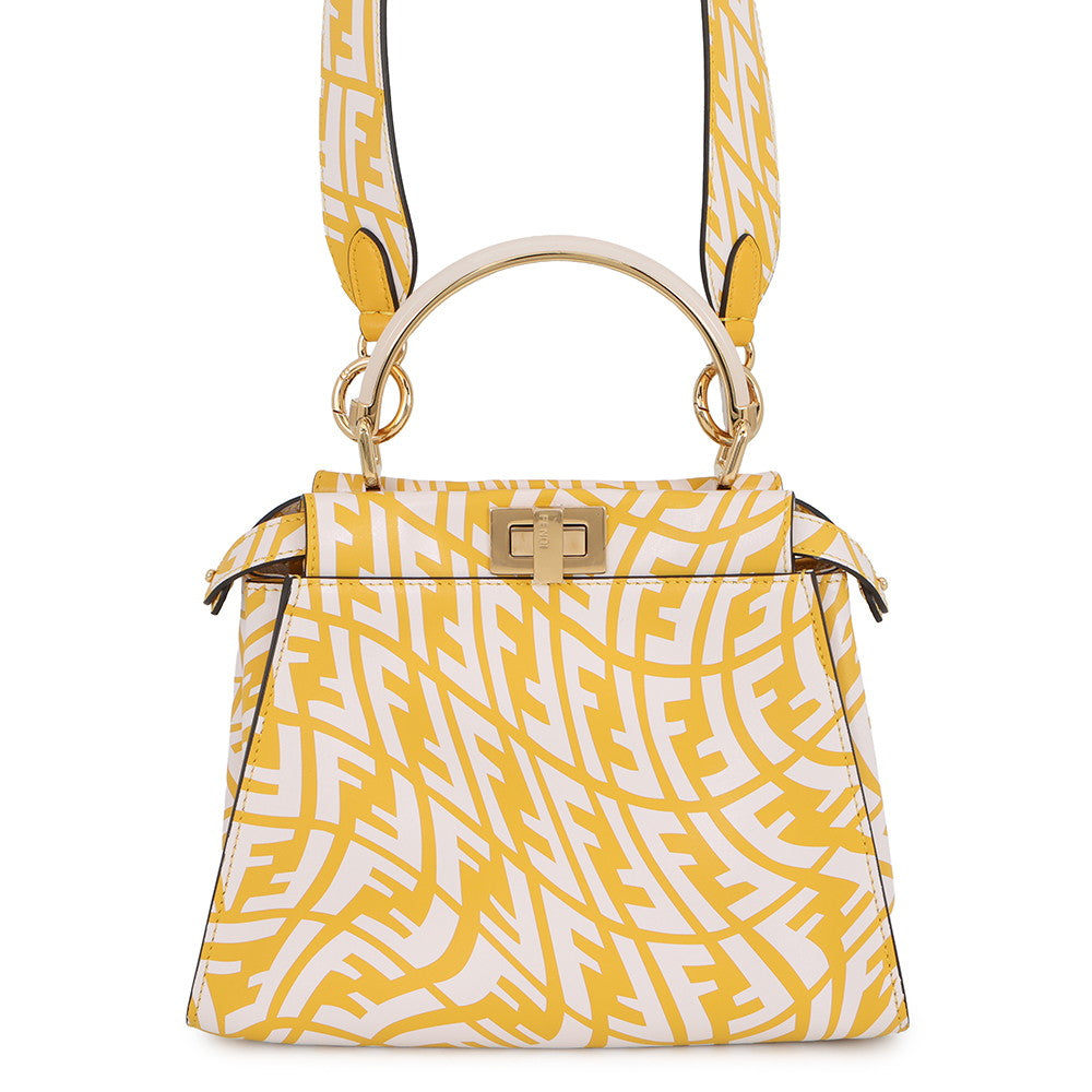 FENDI FF Verdigo Peekaboo Yellow/White8BN244 Leather Size Mini