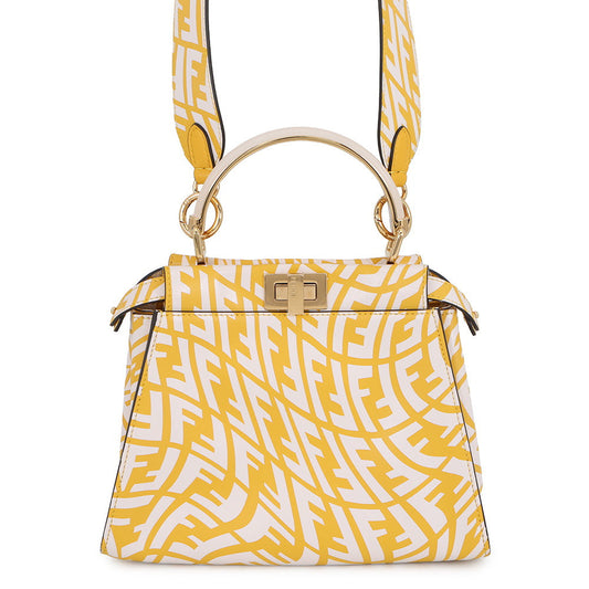 FENDI FF Verdigo Peekaboo Yellow/White8BN244 Leather Size Mini