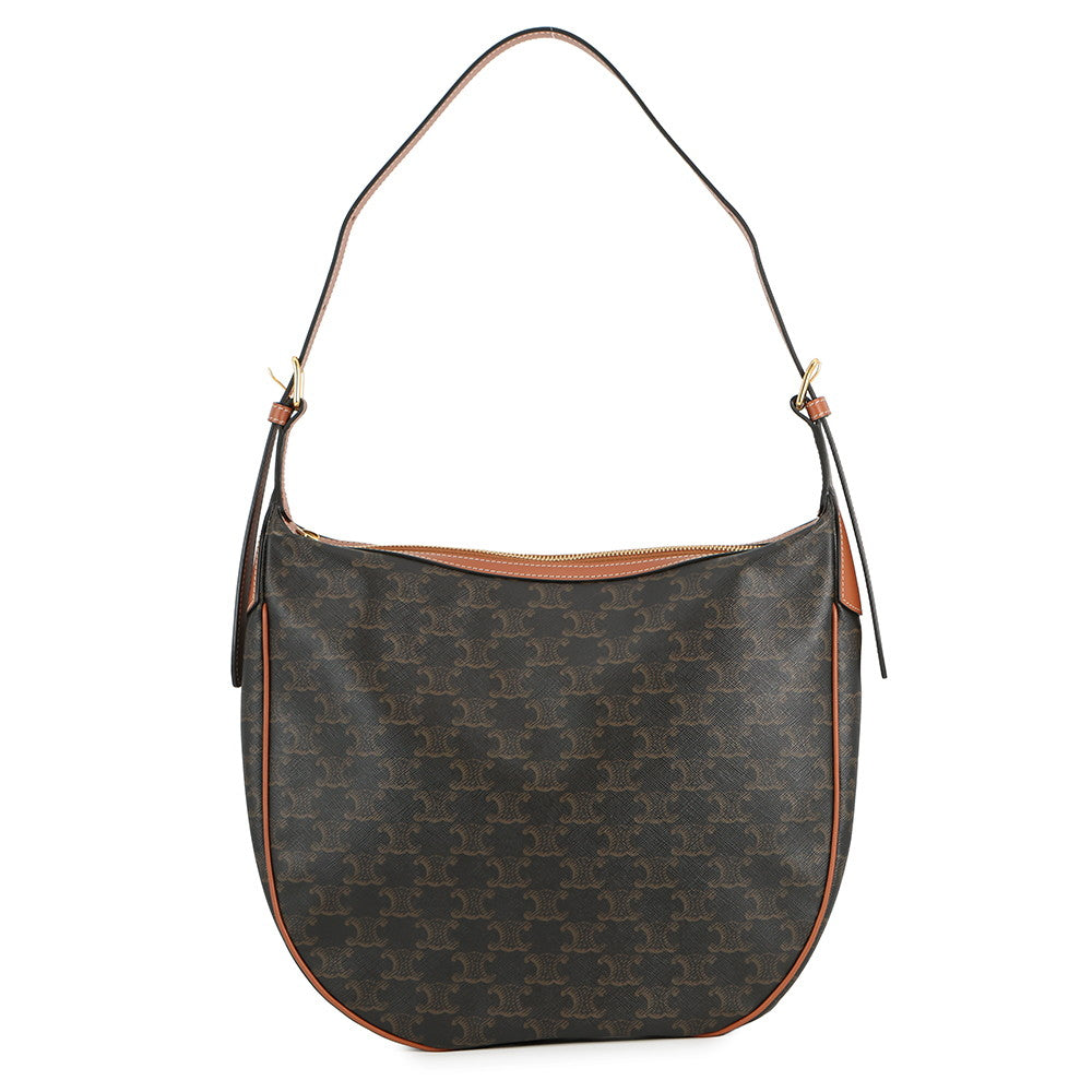 CELINE Triomphe Eloise One Shoulder Bag Tan114712 Leather PVC Size Medium