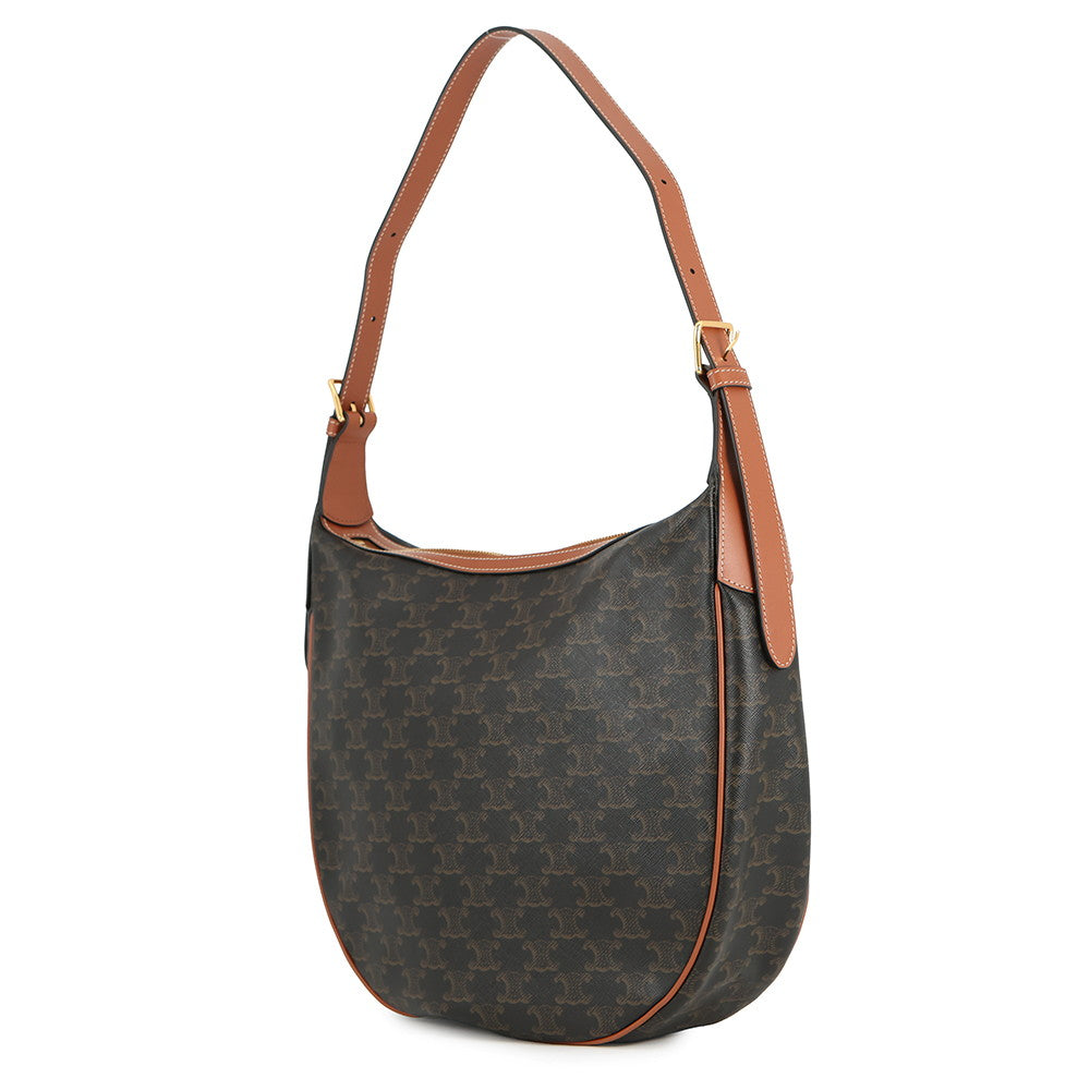 CELINE Triomphe Eloise One Shoulder Bag Tan114712 Leather PVC Size Medium