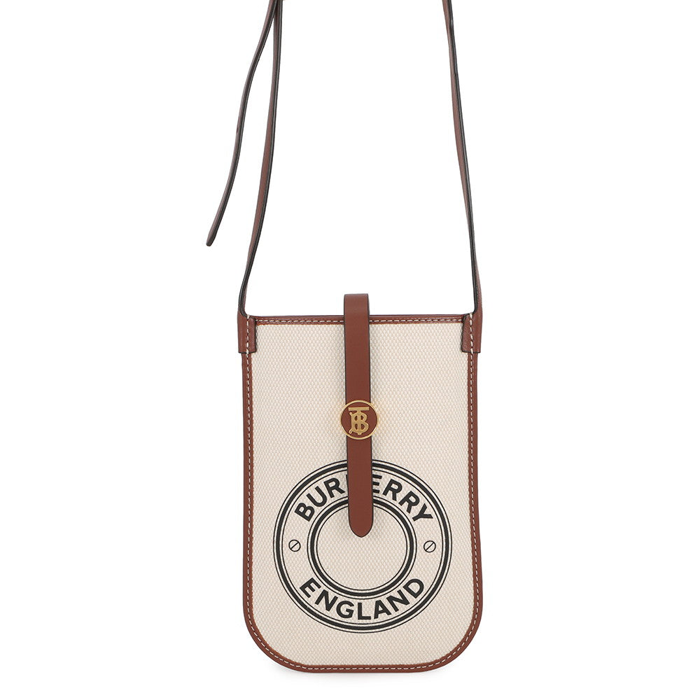 BURBERRY Annie Phone Case Beige/Brown8040877 Canvas Leather