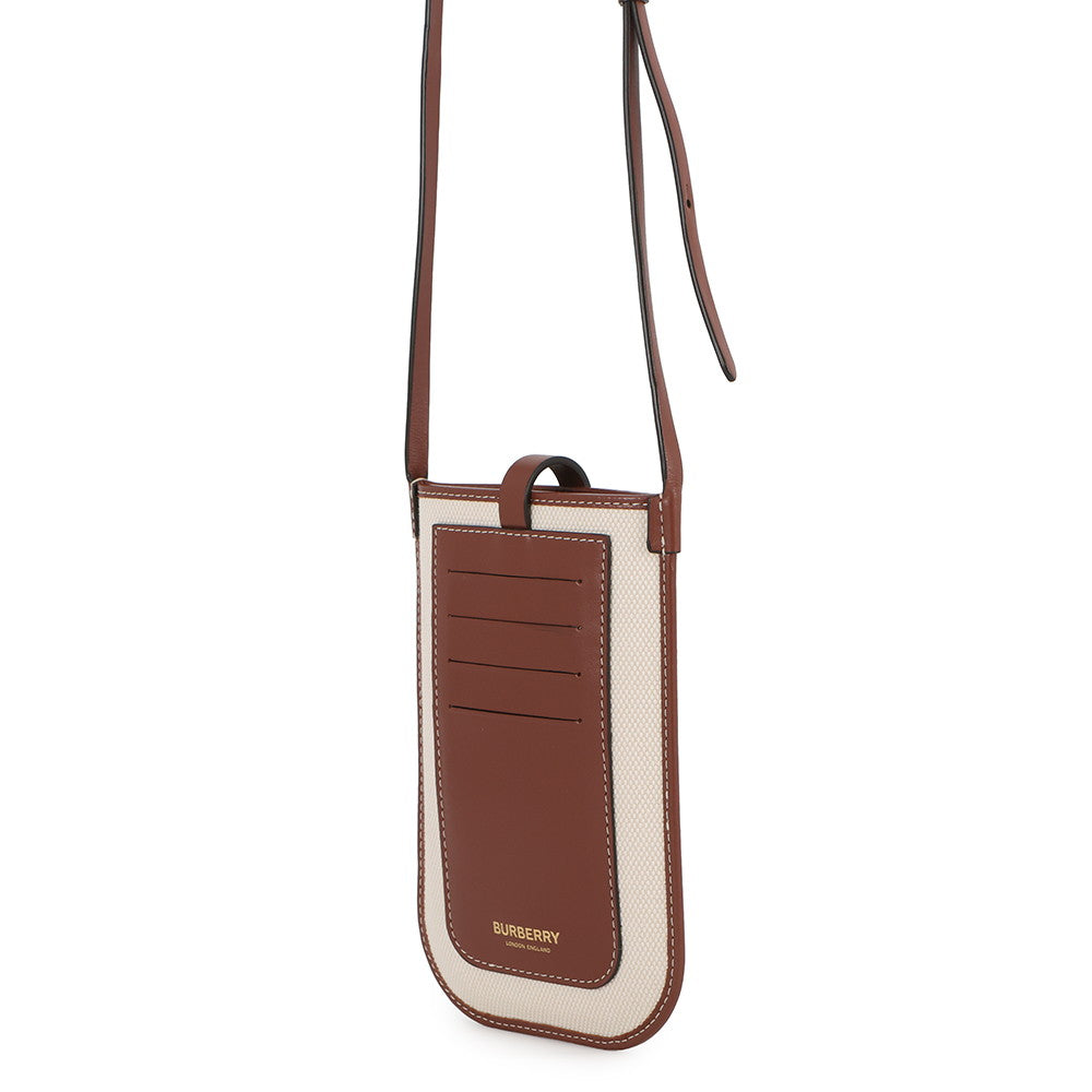 BURBERRY Annie Phone Case Beige/Brown8040877 Canvas Leather