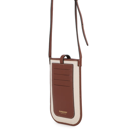 BURBERRY Annie Phone Case Beige/Brown8040877 Canvas Leather
