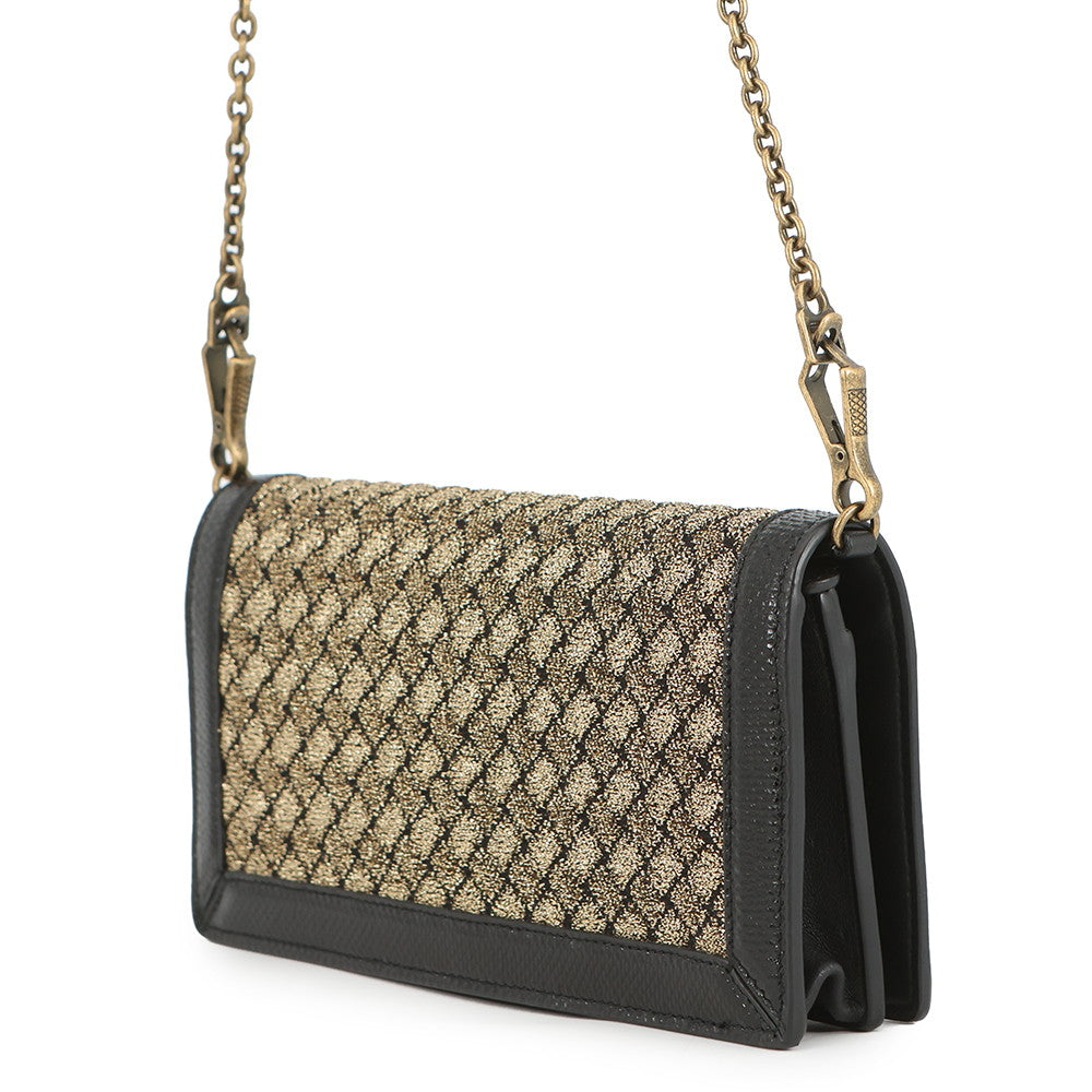 Bottega Veneta INTRECCIATO Chain wallet Black/Gold Leather/Nylon