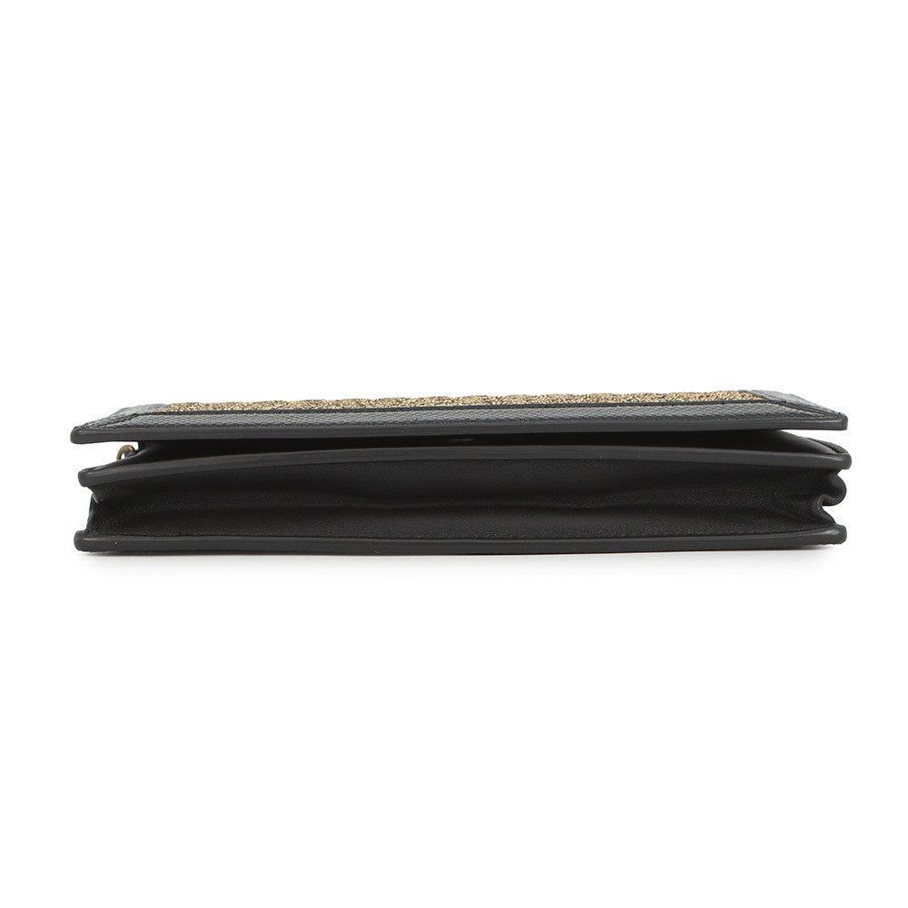 Bottega Veneta INTRECCIATO Chain wallet Black/Gold Leather/Nylon