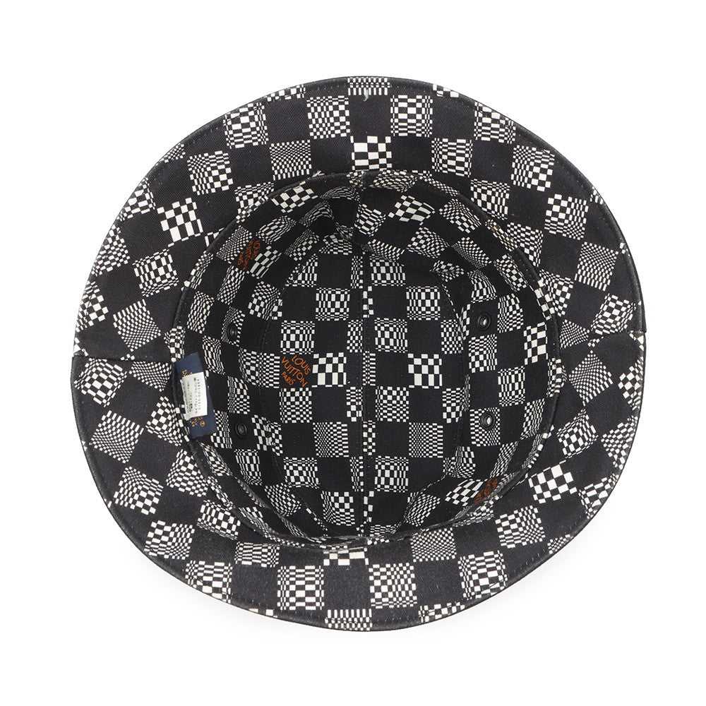 LOUIS VUITTON Bonnet Distorted Damier Reversible Bucket Hat Size 58 Black/WhiteMP2946 Cotton100%