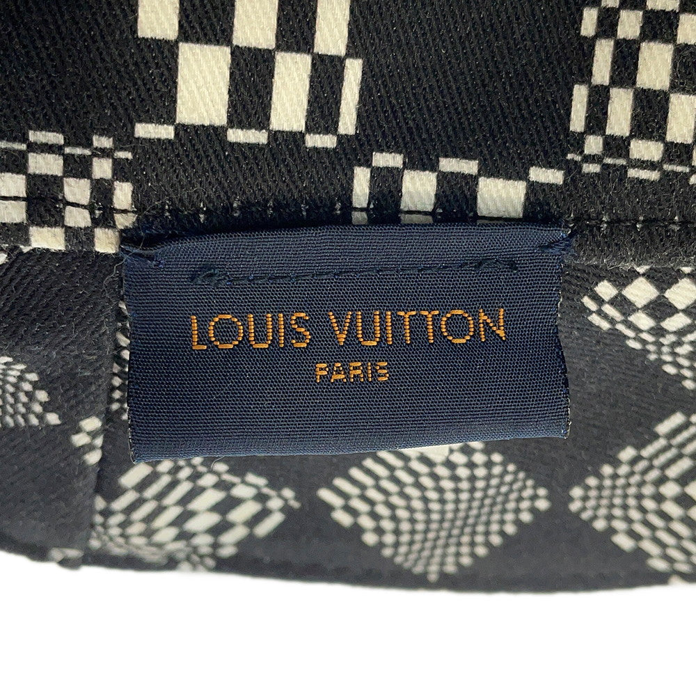 LOUIS VUITTON Bonnet Distorted Damier Reversible Bucket Hat Size 58 Black/WhiteMP2946 Cotton100%