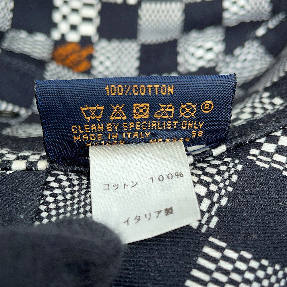 LOUIS VUITTON Bonnet Distorted Damier Reversible Bucket Hat Size 58 Black/WhiteMP2946 Cotton100%
