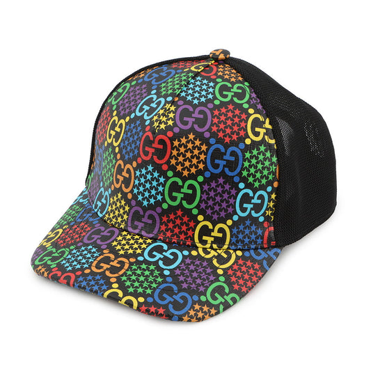 GUCCI GG Psychedelic Baseball Cap Size L Black/Multicolor601253 PVC Mesh