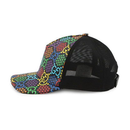 GUCCI GG Psychedelic Baseball Cap Size L Black/Multicolor601253 PVC Mesh
