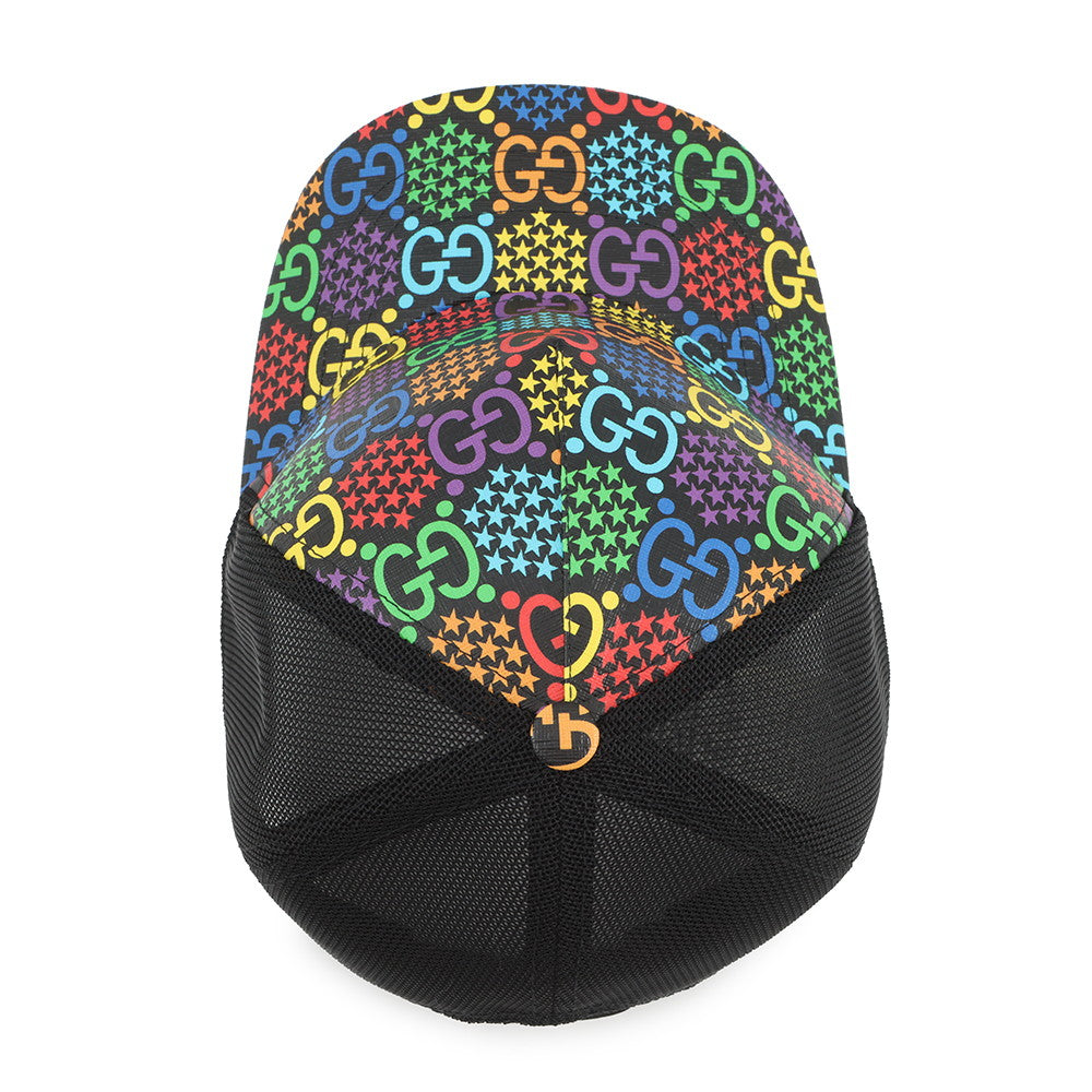 GUCCI GG Psychedelic Baseball Cap Size L Black/Multicolor601253 PVC Mesh