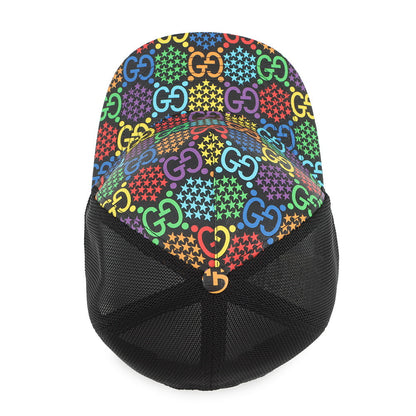 GUCCI GG Psychedelic Baseball Cap Size L Black/Multicolor601253 PVC Mesh