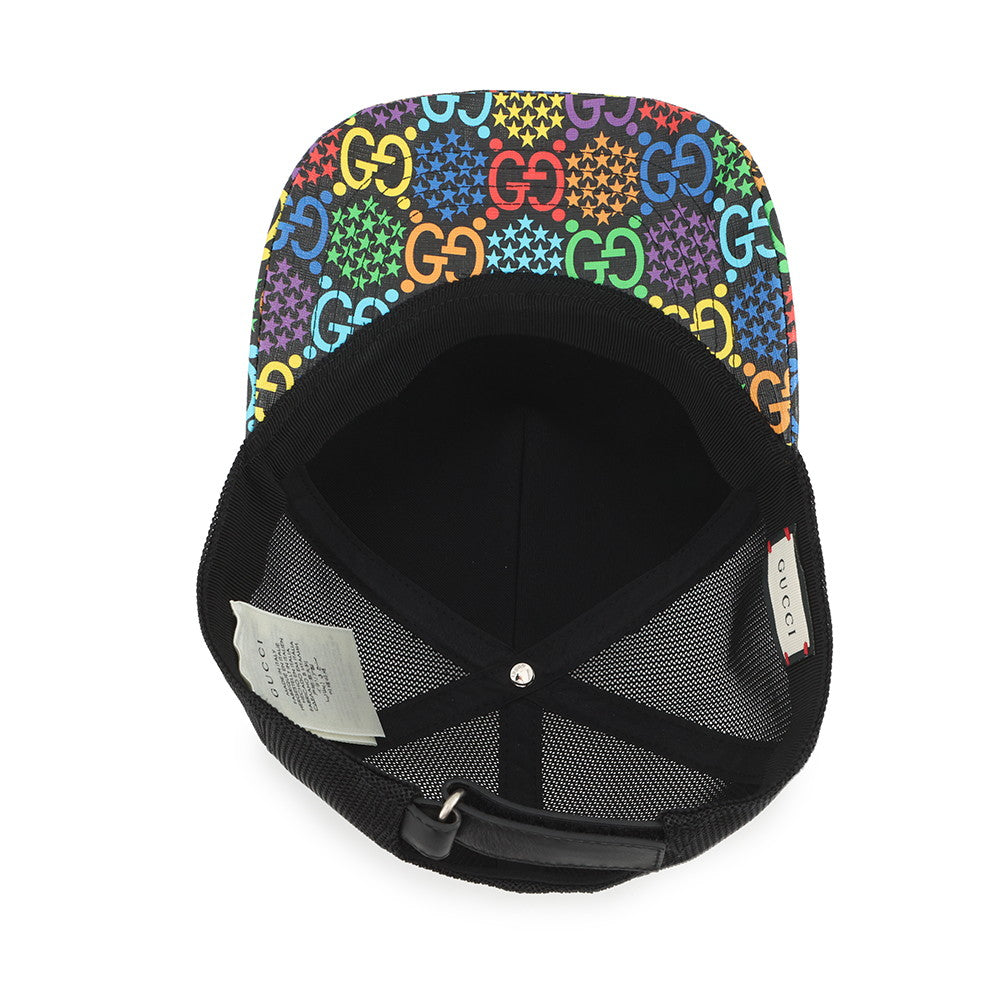GUCCI GG Psychedelic Baseball Cap Size L Black/Multicolor601253 PVC Mesh