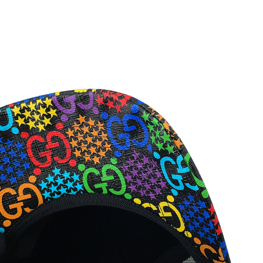 GUCCI GG Psychedelic Baseball Cap Size L Black/Multicolor601253 PVC Mesh
