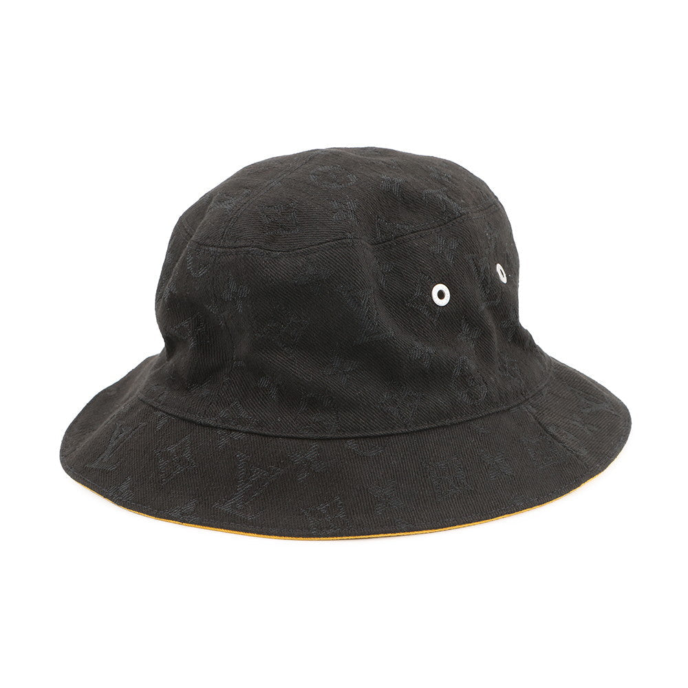 LOUIS VUITTON Hat・MonogramDenim Bucket Hat Size 58 Black/YellowM76208 Cotton60% Polyester40%