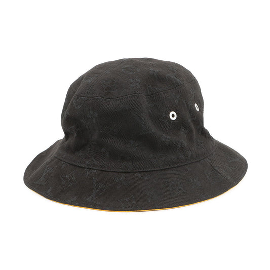 LOUIS VUITTON Hat・MonogramDenim Bucket Hat Size 58 Black/YellowM76208 Cotton60% Polyester40%