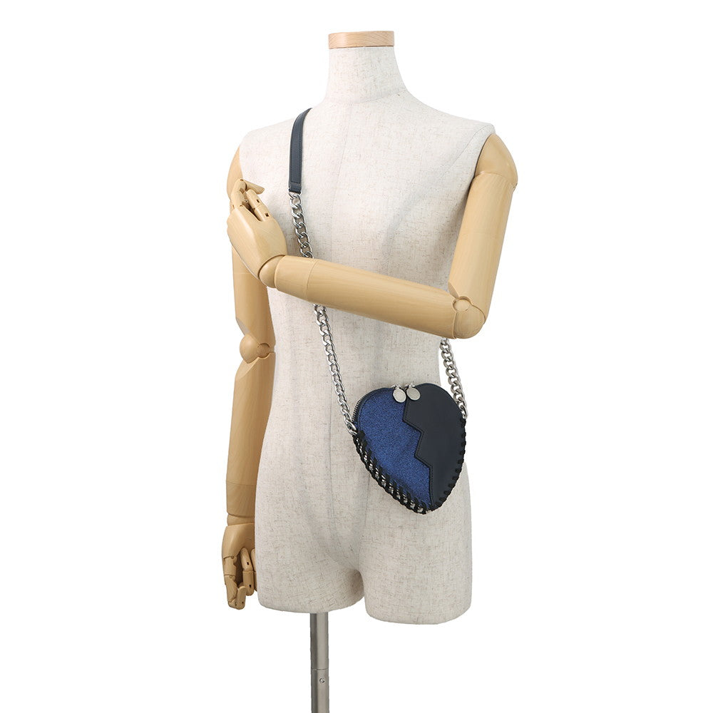 Stella McCartney Kids Heart Chain Shoulder Bag Navy Leather Glitter