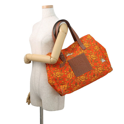 LOEWE Paula's Ibiza Tote Bag Orange/Brown Canvas Leather