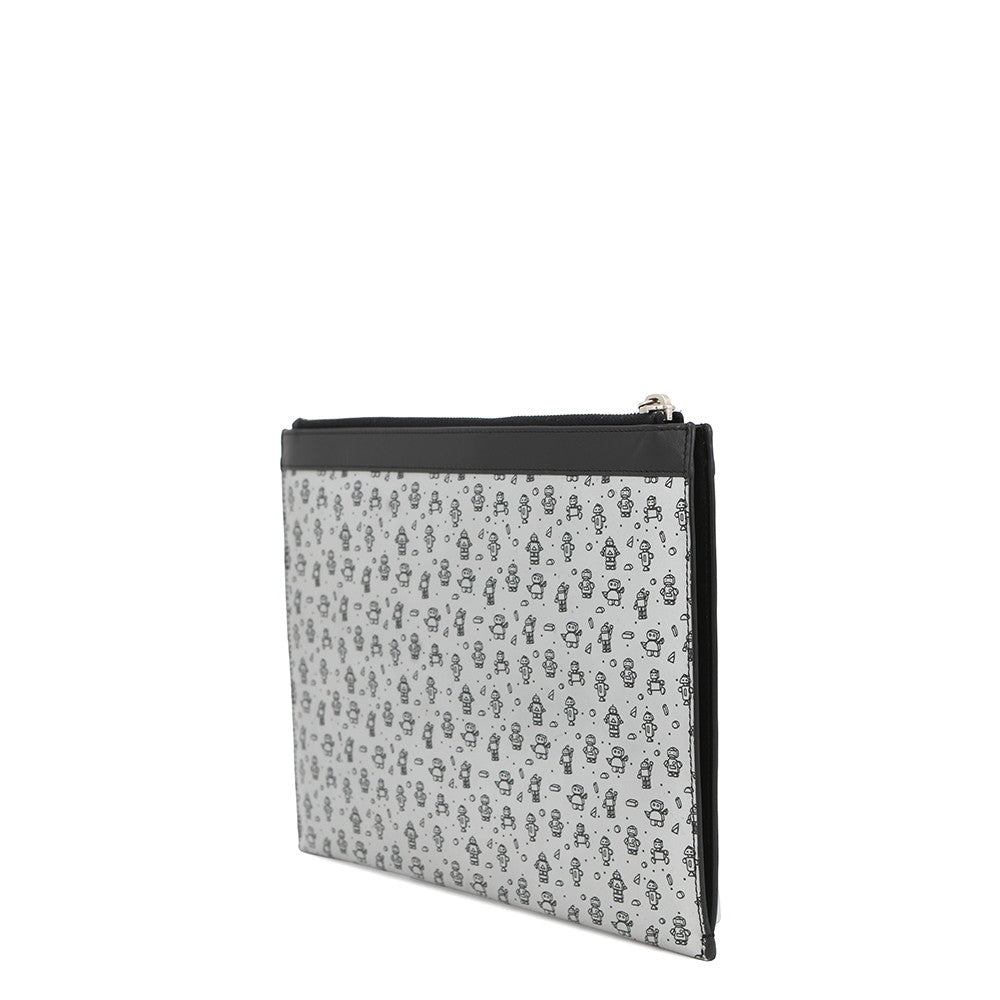 SAINT LAURENT PARIS Robot Clutch Bag Silver/Black397294 Leather