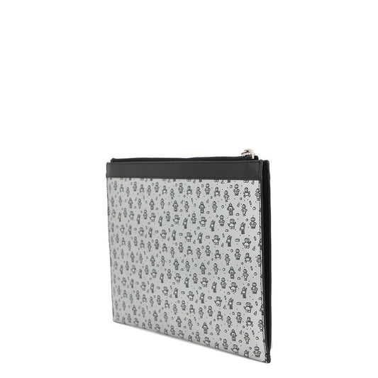 SAINT LAURENT PARIS Robot Clutch Bag Silver/Black397294 Leather