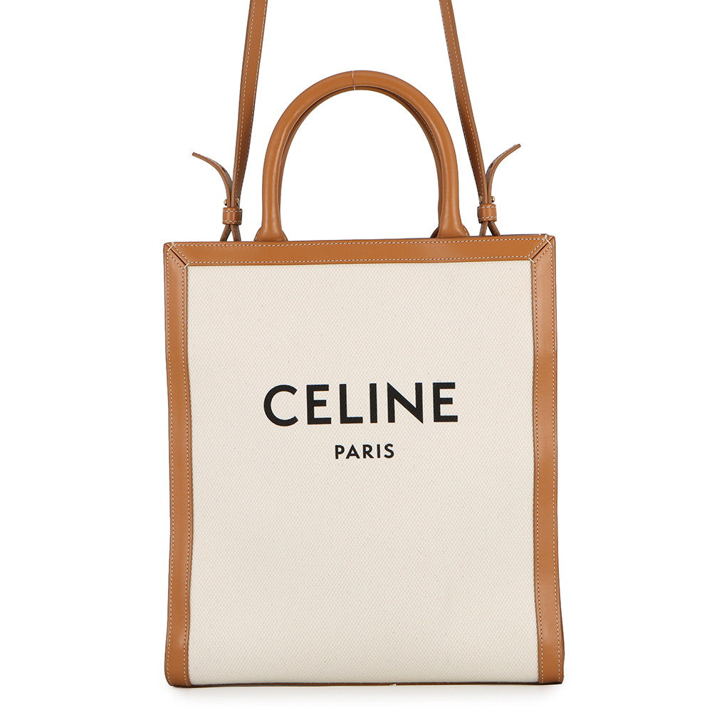 CELINE Vertical hippopotamus Natural/Tan192082 Canvas Leather Size Small