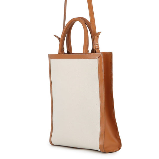 CELINE Vertical hippopotamus Natural/Tan192082 Canvas Leather Size Small