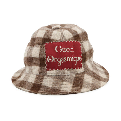 GUCCI checked fedora hat Size M Brown627041 Wool 100%