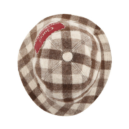 GUCCI checked fedora hat Size M Brown627041 Wool 100%