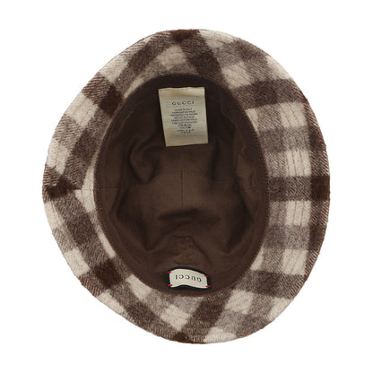 GUCCI checked fedora hat Size M Brown627041 Wool 100%