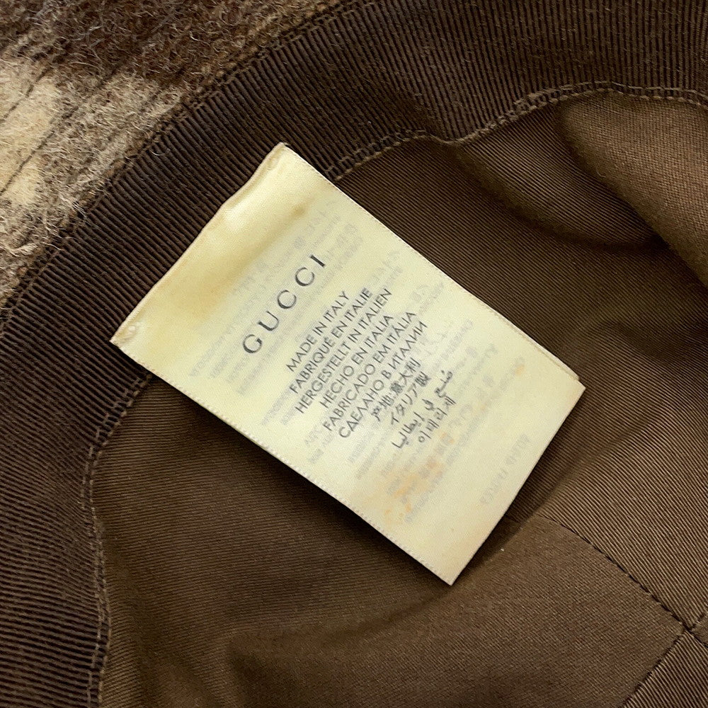 GUCCI checked fedora hat Size M Brown627041 Wool 100%