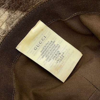 GUCCI checked fedora hat Size M Brown627041 Wool 100%