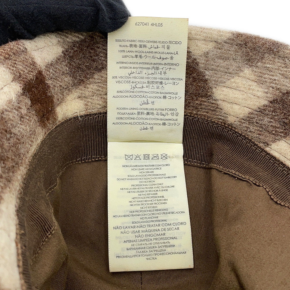 GUCCI checked fedora hat Size M Brown627041 Wool 100%