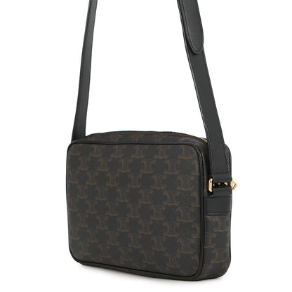 CELINE Triomphe messenger bag Black/Brown194502CIM.38NO PVC Leather Size Medium