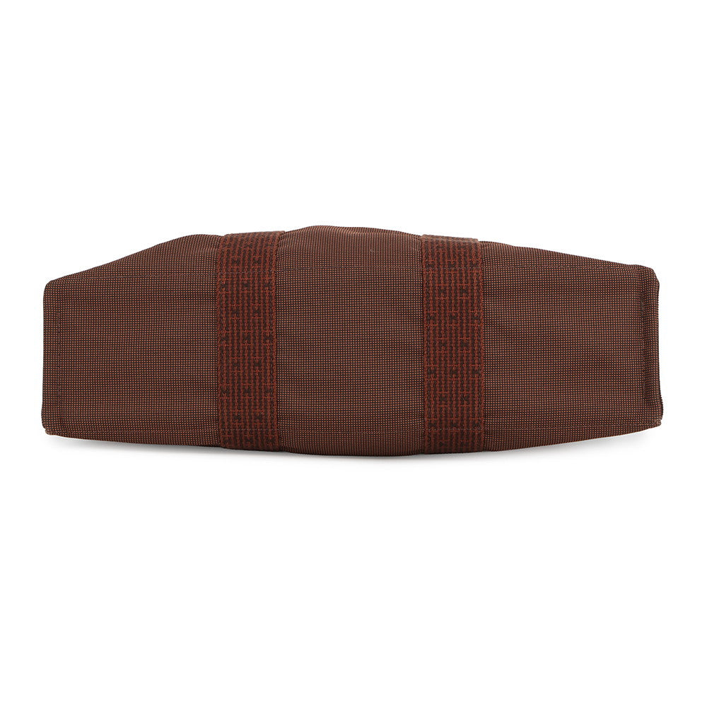 HERMES Her Line Tote Brown Nylon Canvas Size MM