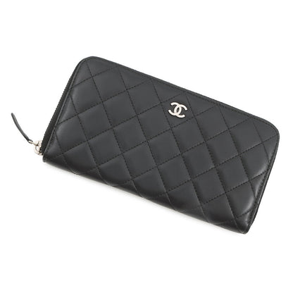CHANEL Matelasse Zip Around Long Wallet BlackA50097 Lambskin