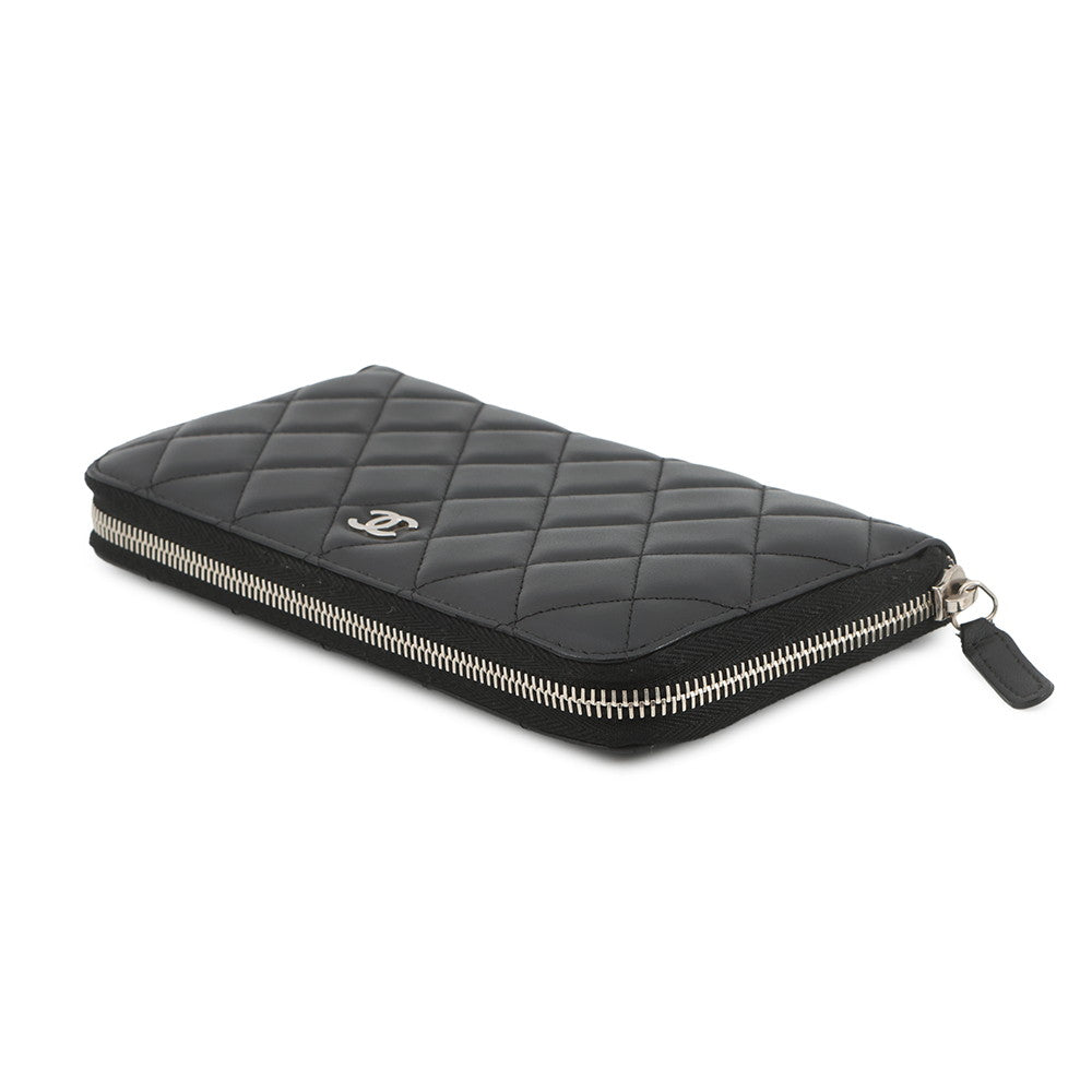 CHANEL Matelasse Zip Around Long Wallet BlackA50097 Lambskin