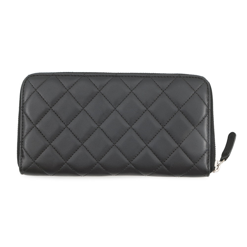 CHANEL Matelasse Zip Around Long Wallet BlackA50097 Lambskin