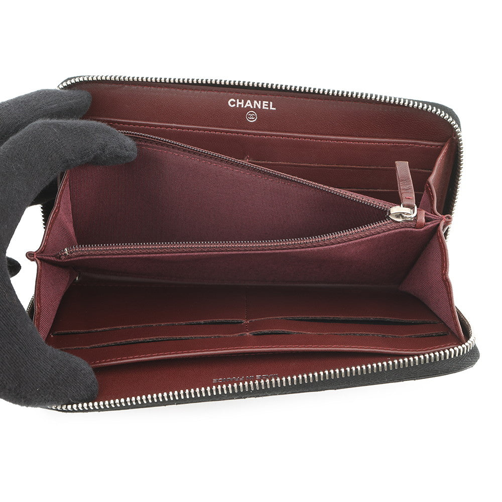 CHANEL Matelasse Zip Around Long Wallet BlackA50097 Lambskin
