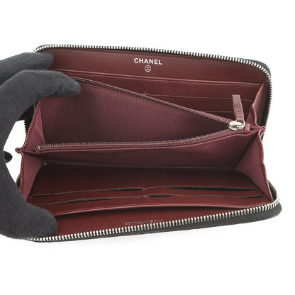 CHANEL Matelasse Zip Around Long Wallet BlackA50097 Lambskin
