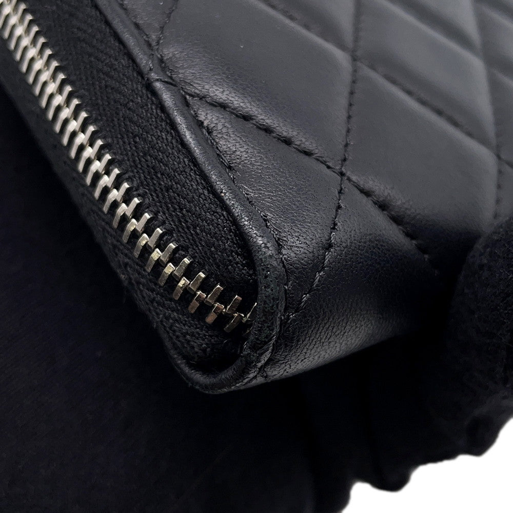 CHANEL Matelasse Zip Around Long Wallet BlackA50097 Lambskin