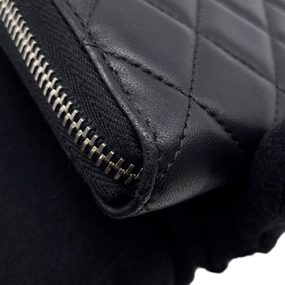 CHANEL Matelasse Zip Around Long Wallet BlackA50097 Lambskin