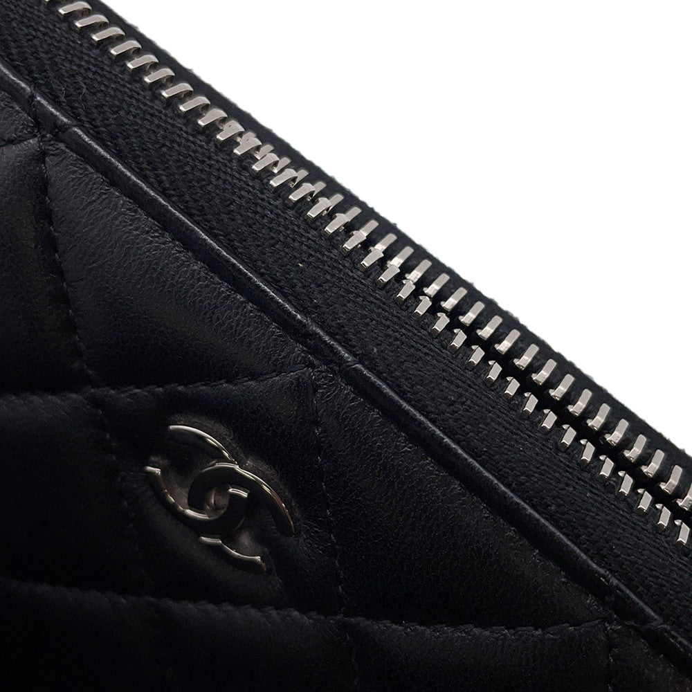 CHANEL Matelasse Zip Around Long Wallet BlackA50097 Lambskin