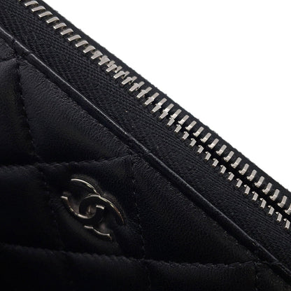 CHANEL Matelasse Zip Around Long Wallet BlackA50097 Lambskin