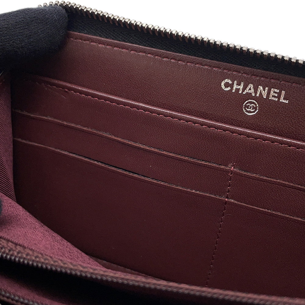 CHANEL Matelasse Zip Around Long Wallet BlackA50097 Lambskin