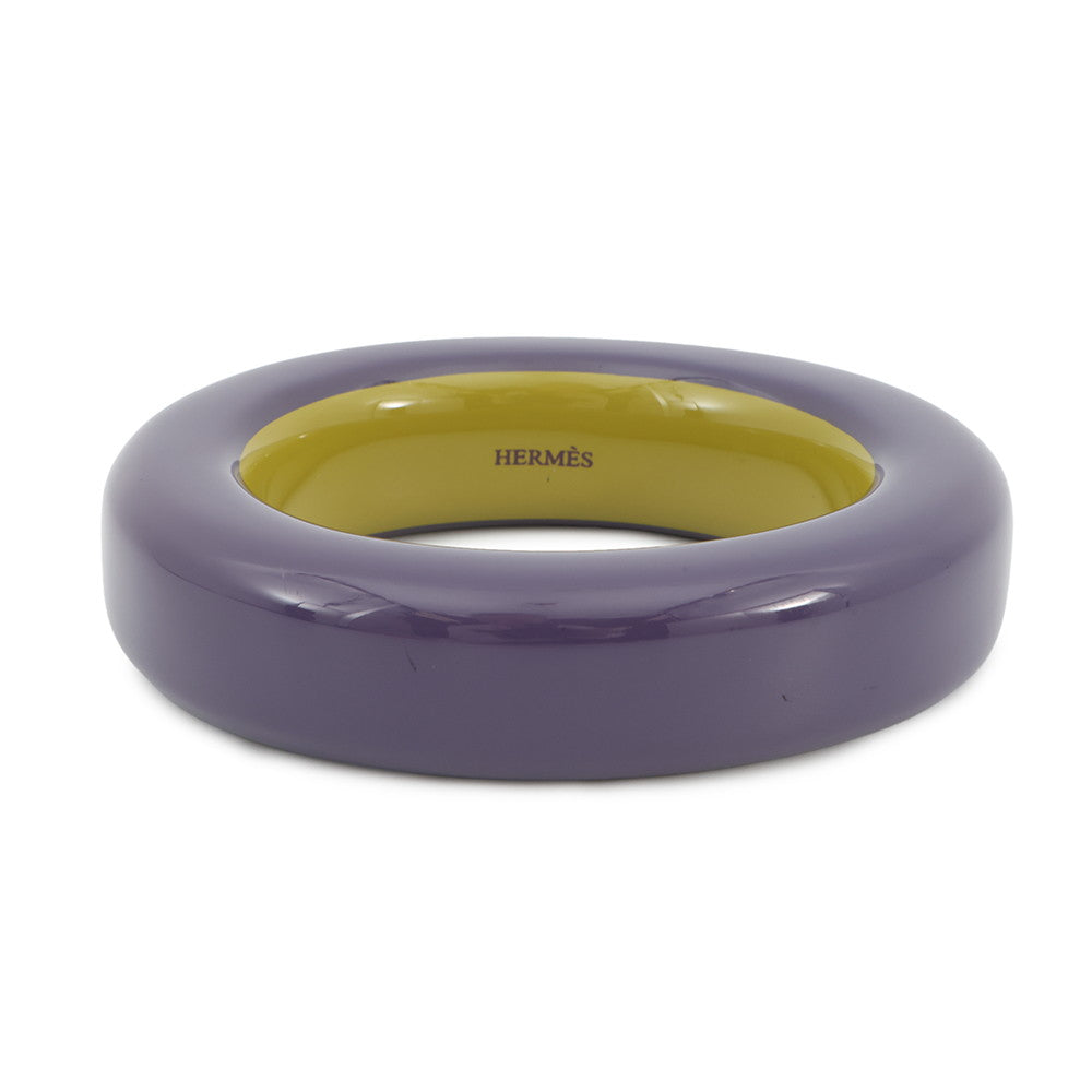HERMES Bangle Size S/width 2cm Purple/Green LacquerWood